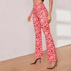 Расклешенные брюки с принтом сердца Shein