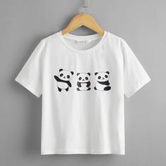 Футболка с принтом панды для девочек Shein