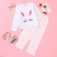 Пижама с оригинальным принтом для девочек Shein