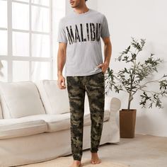 буква Повседневный Мужская домашняя одежда Shein