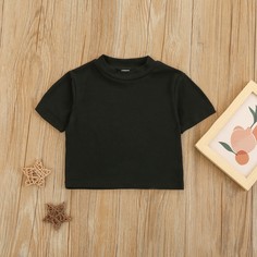 Одноцветный Повседневный Футболки для маленьких девочек Shein