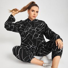 Толстовка и спортивные брюки размера плюс с геометрическим принтом Shein