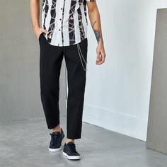 Пугавица Одноцветный Повседневный Мужские брюки Shein