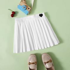 с вышивкой Сердечко Институтский Юбки для девочек Shein