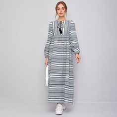 с бахромой Полосатый Бохо Арабские платья Shein