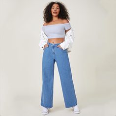 Широкие джинсы размера плюс с карманом Shein