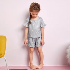 Пижама с оригинальным рукавом и принтом звезды для девочек Shein