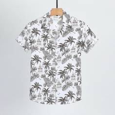 Мужская рубашка на пуговицах с принтом растений Shein