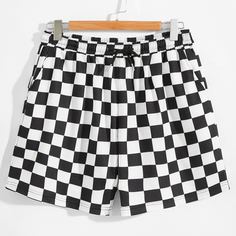 на кулиске Клетчатый Улица Мужские шорты Shein