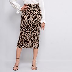 Леопардовый Элегантный Юбки Shein