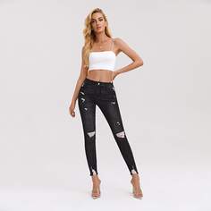 Рваные джинсы скинни с высокой эластичностью Shein