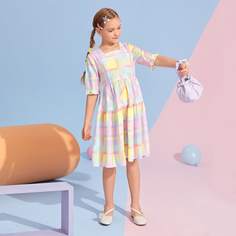 на молнии Клетка Повседневный Платья для девочек Shein