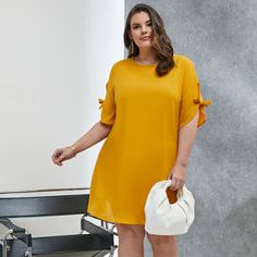 Платье размера плюс с узлом на рукавах Shein