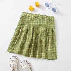 Юбка в клетку для девочек Shein