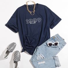 буква Повседневный Футболки Shein