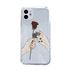 Прозрачный чехол для iPhone с принтом цветка и руки Shein