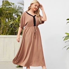 Контрастные кружева Повседневный Платья размер плюс Shein