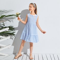 с разрезом Клетка Повседневный Платья для девочек Shein