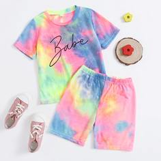 Шорты и футболка с принтом тай дай для мальчиков Shein