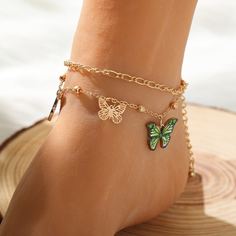 Многослойный ножной браслет с бабочкой Shein