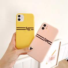 2шт парный чехол для iPhone с текстовым принтом Shein