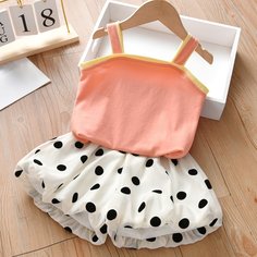 Топ и широкие шорты в горошек для девочек Shein