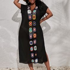 Разрез Со цветочками Накидки размер плюс Shein