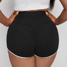 Контрастная отделка Спортивный Шорты размер плюс Shein