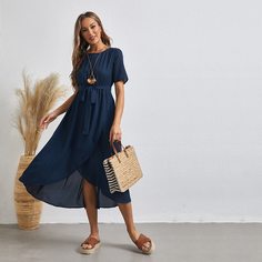 Асимметричное платье с поясом Shein