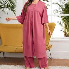 Однотонный халат размера плюс Shein