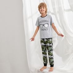 Пижама с камуфляжным принтом для мальчиков Shein