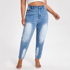 на пуговицах Джинсы размер плюс Shein