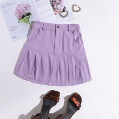 Однотонная юбка со складками Shein