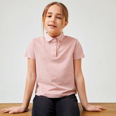 Однотонная футболка-поло для девочек Shein