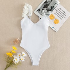 Слитный купальник с аппликацией Shein