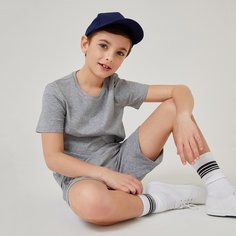 Однотонная футболка и шорты с карманом для мальчиков Shein