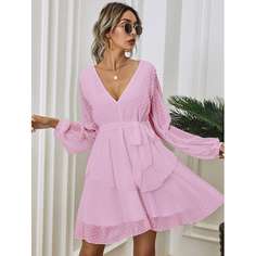 Оригинальное многослойное платье с поясом Shein