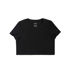 Однотонная короткая футболка с круглым воротником Shein