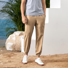 Мужские однотонные брюки на кулиске с карманом Shein