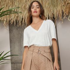 Одноцветный Повседневный Футболки Shein