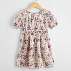 Платье с цветочным принтом для девочек Shein