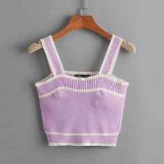 Короткий трикотажный топ в полоску Shein