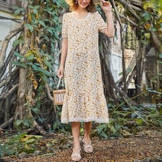 Контрастные кружева цветочный Повседневный Платье Shein