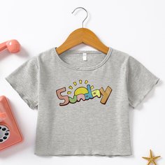 трикотажный буква Повседневный Футболки для девочек Shein