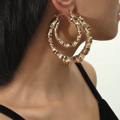 Серьги-кольца в форме бамбукового соединения Shein
