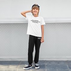 Топ и спортивные брюки с текстовым принтом для мальчиков Shein
