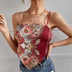 Топ-бретель с узором пейсли на спине Shein