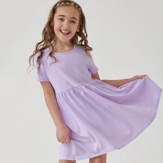 Одноцветный Повседневный Платья для девочек Shein