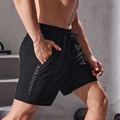 Мужские спортивные шорты с текстовым принтом на кулиске Shein
