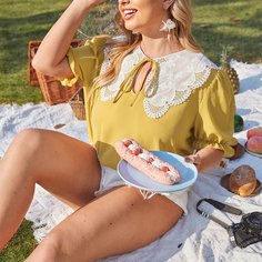 Блузка размера плюс с узлом Shein